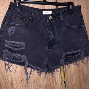 Forever 21 black ripped denim shorts